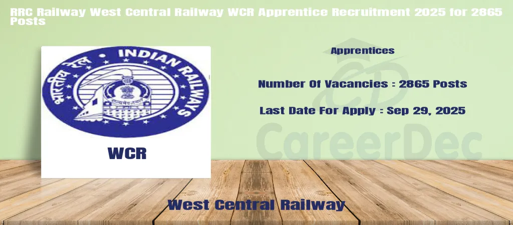 RRC Railway West Central Railway WCR Apprentice Recruitment 2025 for 2865 Posts logo